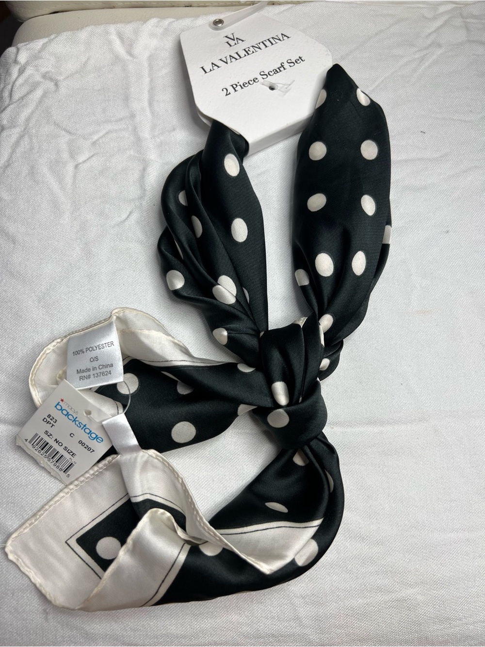 Valentina Black & White Polka Dot Scarf Set